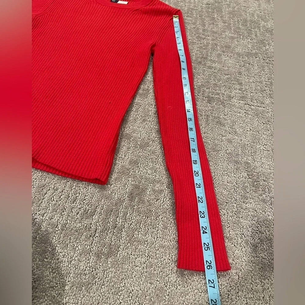 GAP Crew Neck Red Ribbed Knit Sweater, Long Sleeve, Fitted, Soft, Size M, NWT